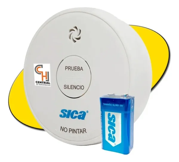 Detector de humo SICA , Con Bateria de 9V INCLUIDA - CERTIFICADO, Caja x 10