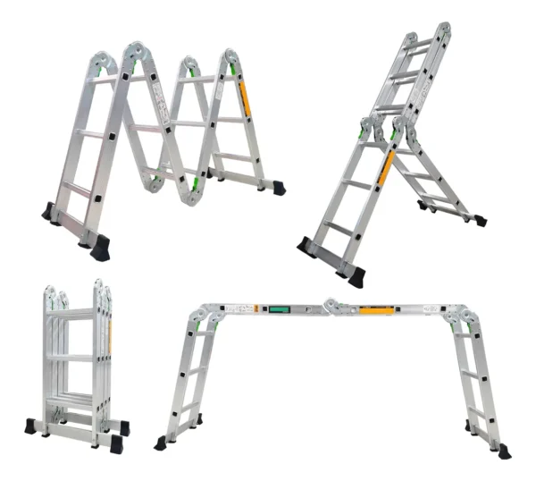 Escalera de aluminio 12 escalones 3,65 Mts - 4 x 3-- - Longitud Apertura simple: 3,65 mts - Longitud de apertura ?po ?jera: 1,76 MTS - Espesor 1,2 MM